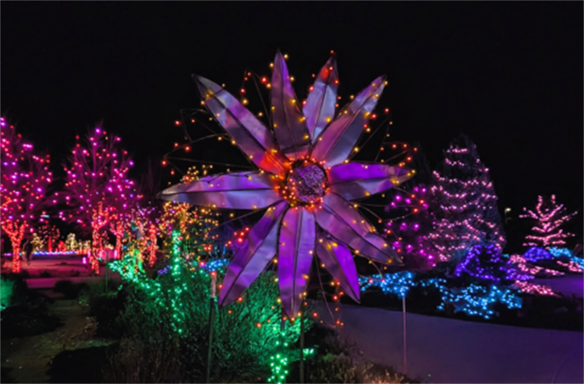 lighted metal flower sculpture
