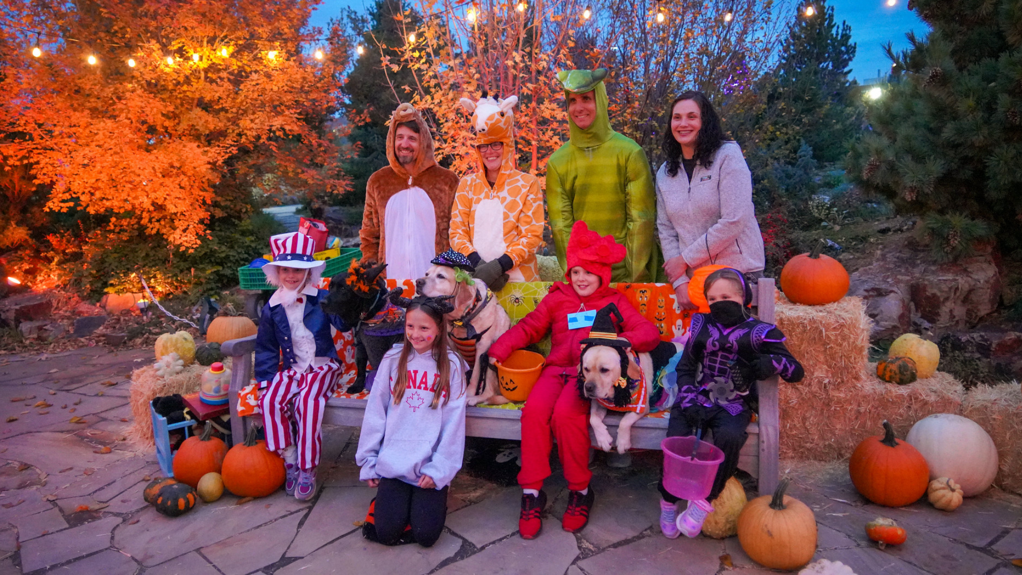 a group in costumes posing